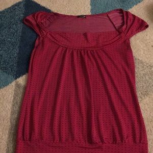 Pink/black polka dot blouse